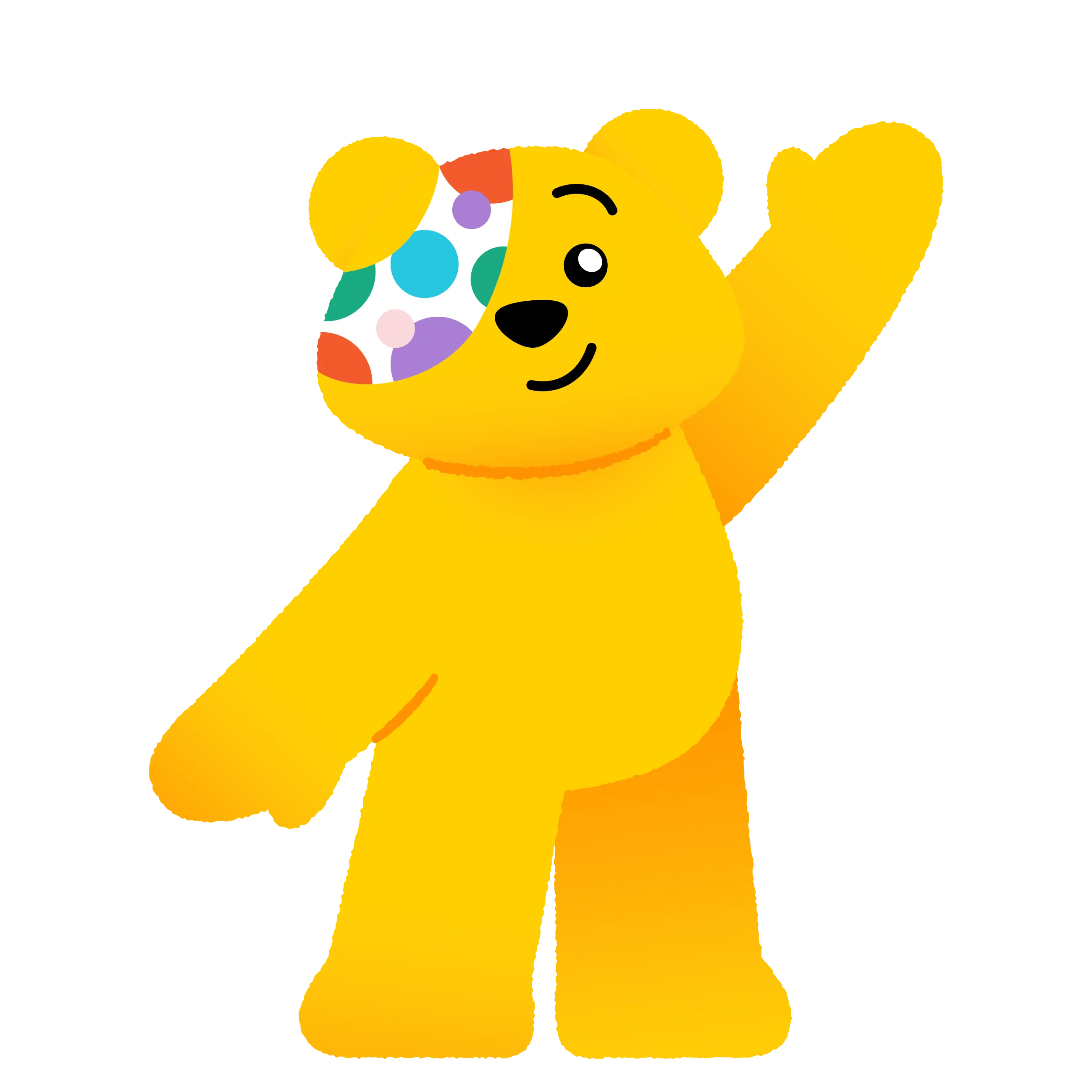 Pudsey Bear waving